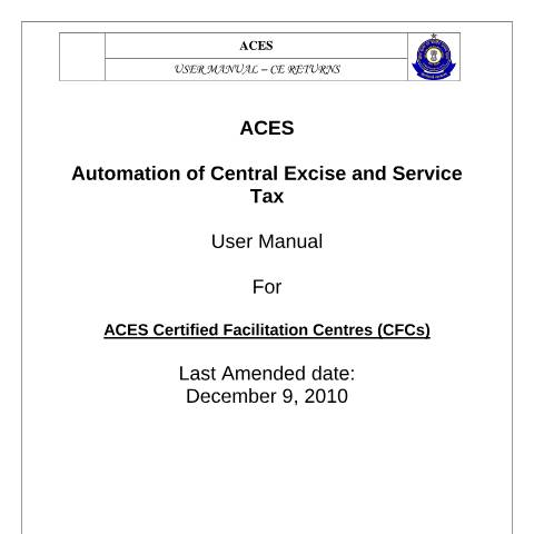 Document preview: ACES User Manual CFC — gst, India (CERFA n°ACES_User_Manual_CFC)