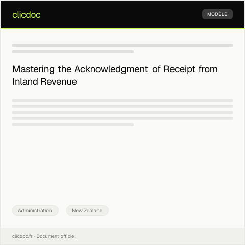 Document preview: Letter of Acknowledgment of Receipt — Administration, New Zealand