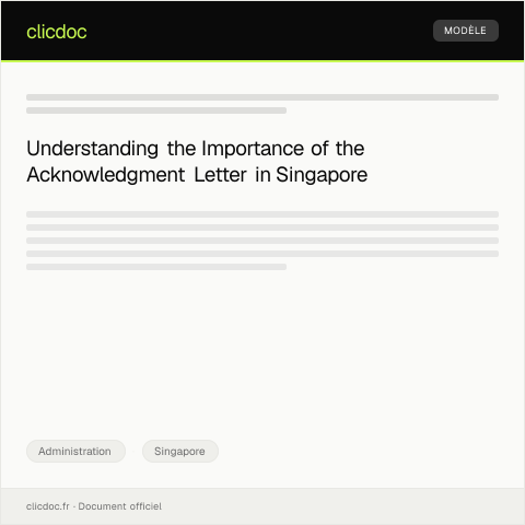 Document preview: Letter of Acknowledgment of Receipt — Administration, Singapore