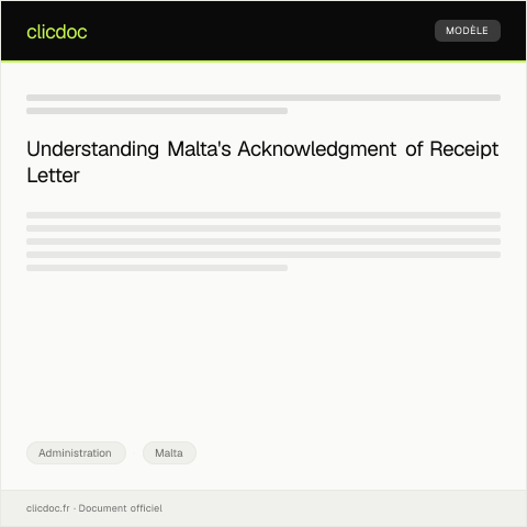 Document preview: Letter of Acknowledgment of Receipt — Administration, Malta