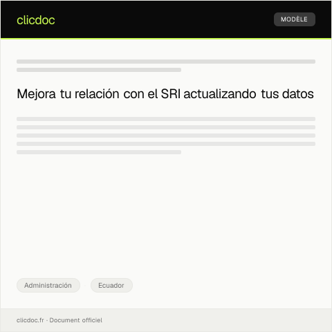 Vista previa del documento Actualización de datos de contribuyentes en línea — Administración, Ecuador