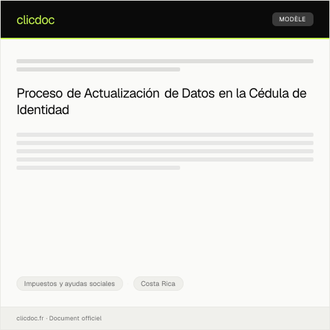 Vista previa del documento Actualización de datos personales en el cédula de identidad ante el Registro Civil — Impuestos y ayudas sociales, Costa Rica