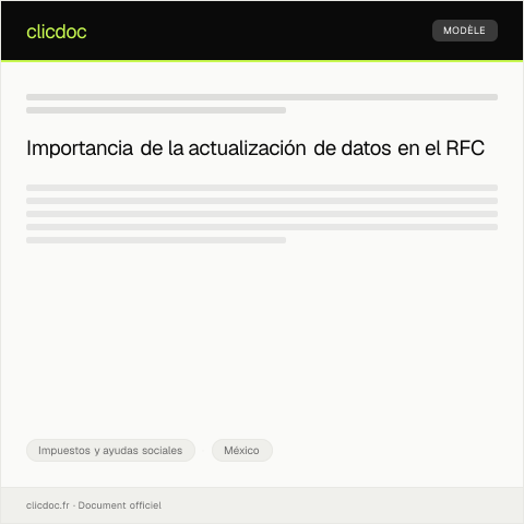 Vista previa del documento Actualización de datos en el RFC — Impuestos y ayudas sociales, México