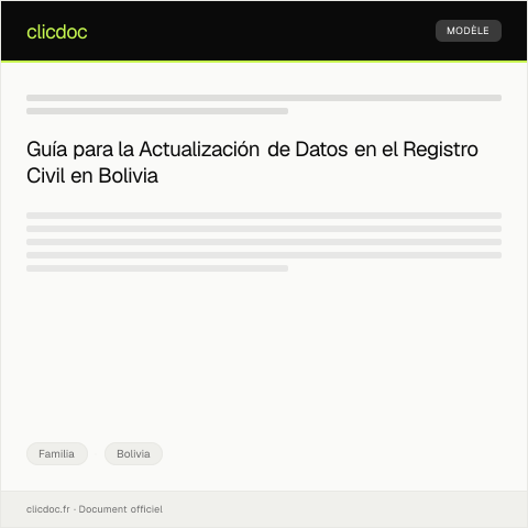 Vista previa del documento Actualización de Datos en Registro de Estado Civil — Familia, Bolivia