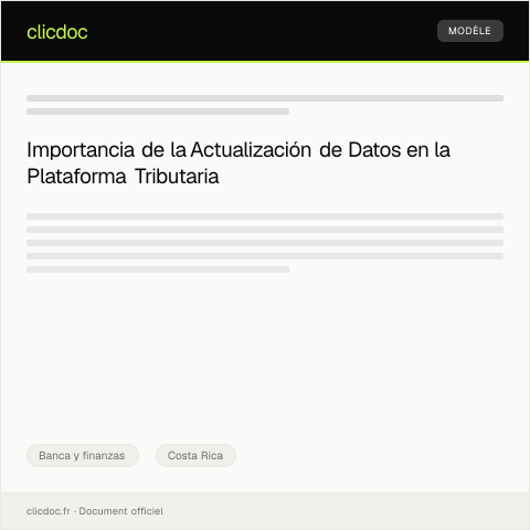 Vista previa del documento Actualización de datos en la plataforma tributaria — Banca y finanzas, Costa Rica