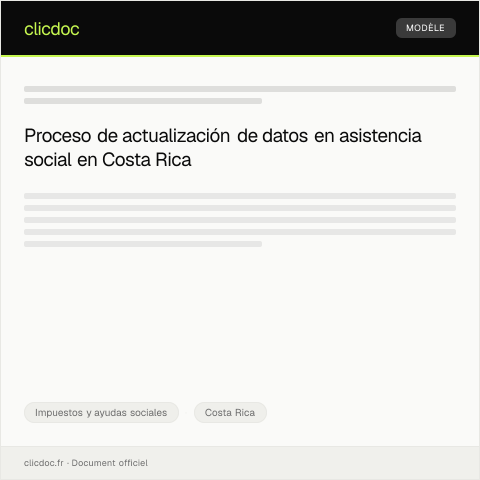 Vista previa del documento Actualización de datos en el Sistema Nacional de Asistencia Social — Impuestos y ayudas sociales, Costa Rica