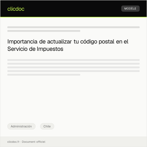 Vista previa del documento Registrar código postal actualizado en el Servicio de Impuestos Internos — Administración, Chile