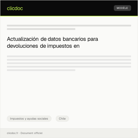Vista previa del documento Actualizar datos bancarios para devolución de impuestos — Impuestos y ayudas sociales, Chile