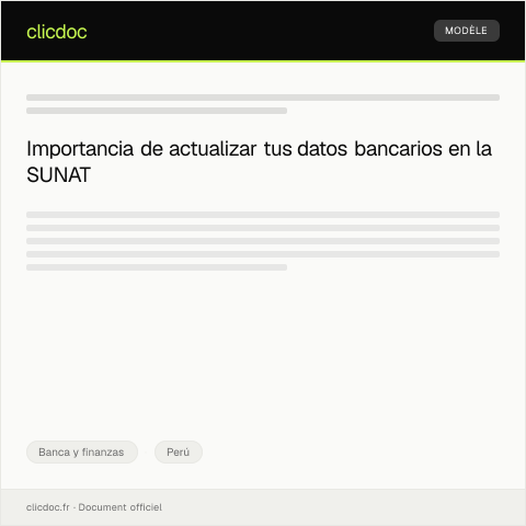 Vista previa del documento Actualizar datos en la cuenta bancaria — Banca y finanzas, Perú