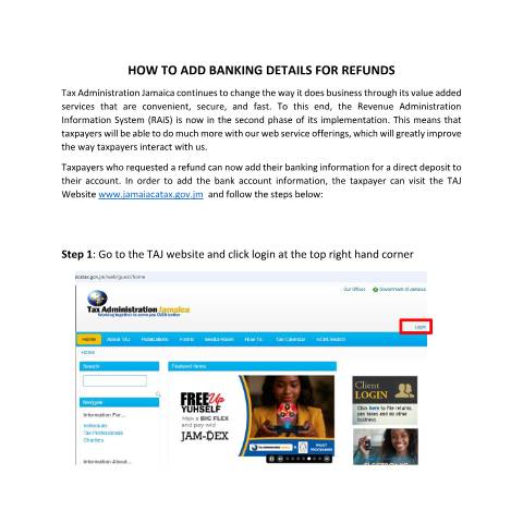 Document preview: How to Add Banking Details for Refunds — Guide, Jamaica (CERFA n°how-to-add-banking-details-for-refunds)