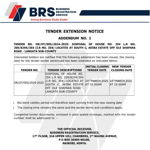 Document preview: ADDENDUM 1 FOR EXTENTION — Document, Kenya (CERFA n°ADDENDUM-1-FOR-EXTENTION)