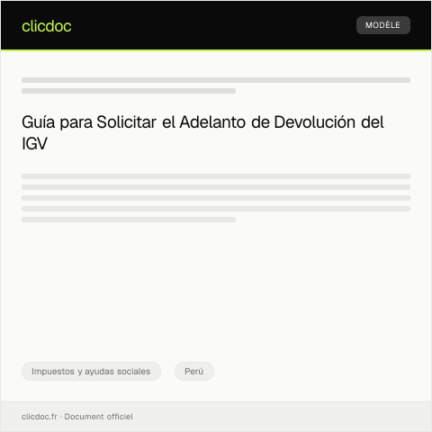 Vista previa del documento Adelanto de devolución del Impuesto General a las Ventas (IGV) — Impuestos y ayudas sociales, Perú
