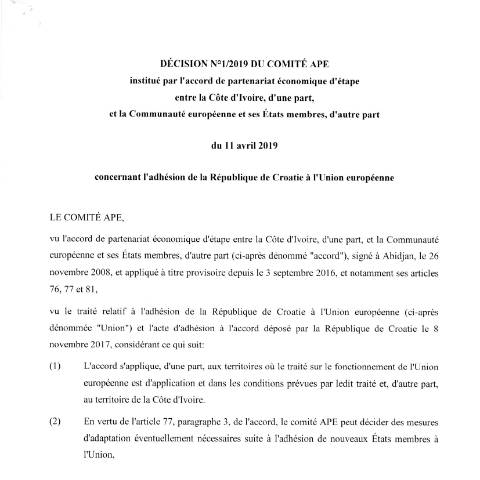 Aperçu du document Decision adhesion Craotie APEI — APEI (accord de partenariat économique), Côte d'Ivoire