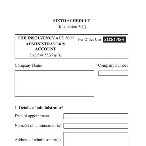 Document preview: Administrator’s Account _IS6 — Document, Mauritius (CERFA n°Administrators-Account-_IS6)