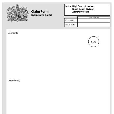 Document preview: Claim form (Admiralty claim): Form ADM1A — HM Courts & Tribunals Service, United Kingdom