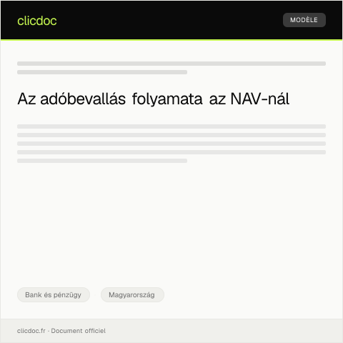 Document preview: Adóbevallási nyilatkozat kitöltése és benyújtása az NAV részére — Bank és pénzügy, Magyarország