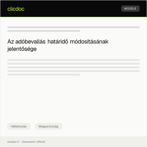 Document preview: Adóbevallás benyújtási határidő módosítása — Vállalkozás, Magyarország