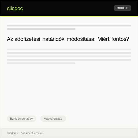Document preview: Adófizetési határidő módosítása elektronikus úton — Bank és pénzügy, Magyarország