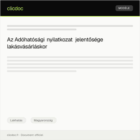 Document preview: Adóhatósági nyilatkozat lakáscélú támogatáshoz — Lakhatás, Magyarország