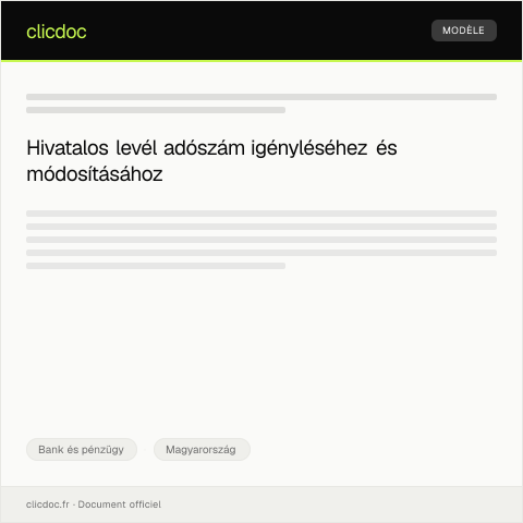 Document preview: Adószámigénylés és módosítás az ügyfélkapun keresztül — Bank és pénzügy, Magyarország
