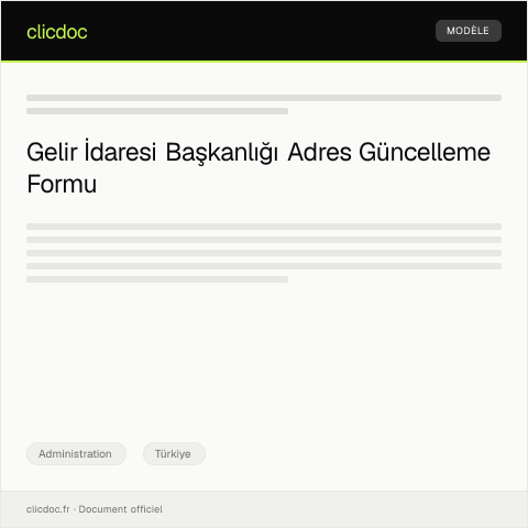 Document preview: Adres Güncelleme ve Bildirim Formu — Administration, Türkiye