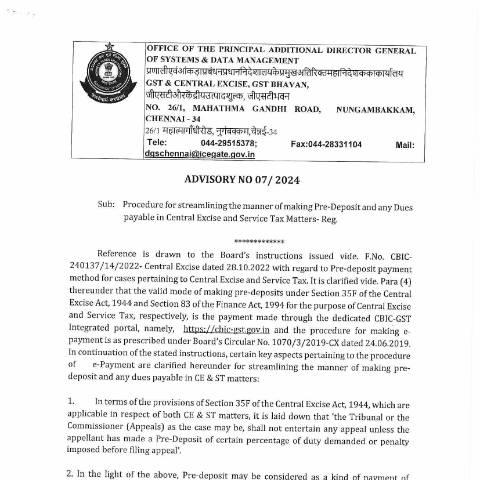 Document preview: Advisory 07 2024 — gst, India (CERFA n°Advisory 07_2024)
