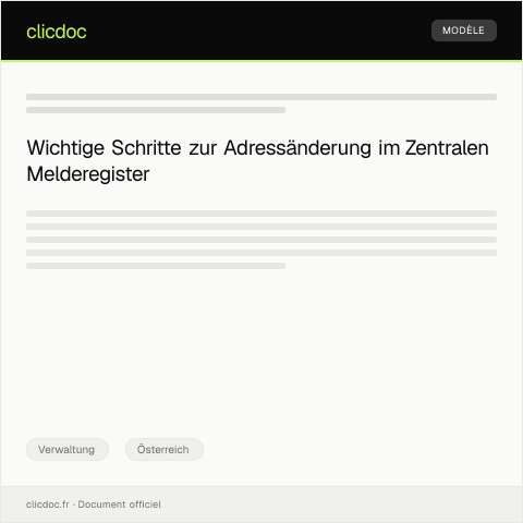 Dokumentvorschau: Änderung der Wohnsitzadresse im Zentralen Melderegister melden — Verwaltung, Österreich