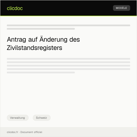 Dokumentvorschau: Änderung der Zivilstandsregister beim Einwohneramt — Verwaltung, Schweiz