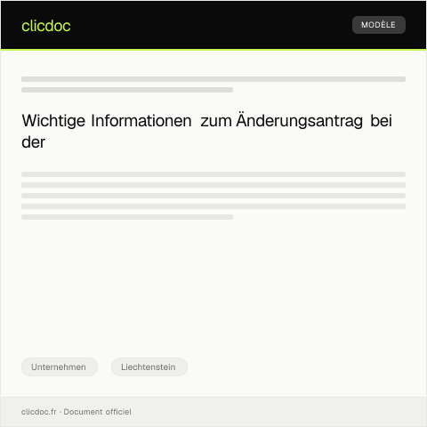 Dokumentvorschau: Änderungsantrag bei der Handelsregistereintragung — Unternehmen, Liechtenstein