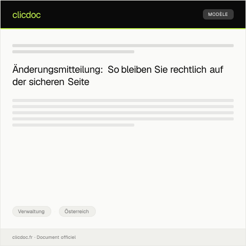 Dokumentvorschau: Änderungsmitteilung bei der Gewerbeanmeldung — Verwaltung, Österreich