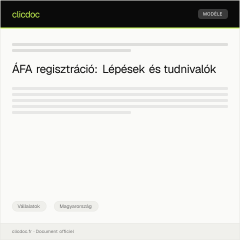 Document preview: ÁFA regisztráció kérvényezése — Vállalatok, Magyarország