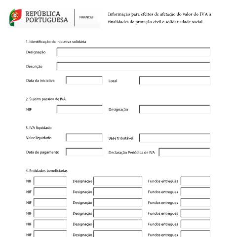 Pré-visualização do documento Informação para efeitos de afetação do valor do IVA a finalidades de proteção civil e solidariedade social — IVA, Portugal