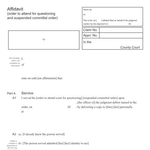 Document preview: Affidavit of Service: Form EX550 — HM Courts & Tribunals Service, United Kingdom