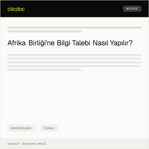 Document preview: Afrika Birliği veya Uluslararası Kuruluşlara Bilgi Talebi — Administration, Türkiye