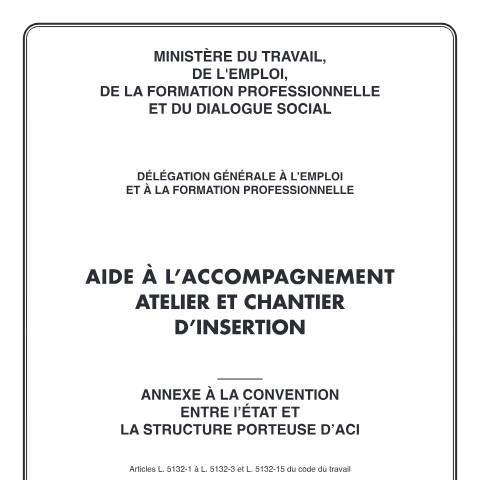 Aperçu du document Aide à l'accompagnement atelier et chantier d'insertion (ACI) — Particuliers, France (CERFA n°12612*03)