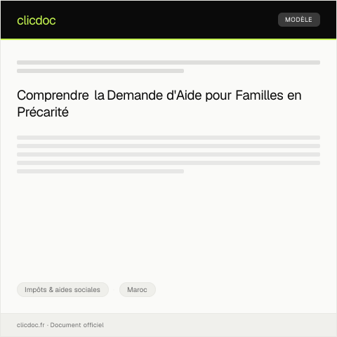 Aperçu du document Demandes d’aide spécifique pour familles vulnérables ou en situation de précarité — Impôts & aides sociales, Maroc