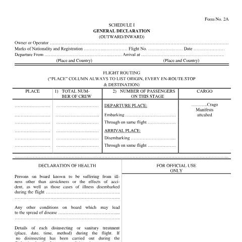 Document preview: Aircraft Report (Inward/outward) — Publication, Mauritius (CERFA n°FormNo2A)