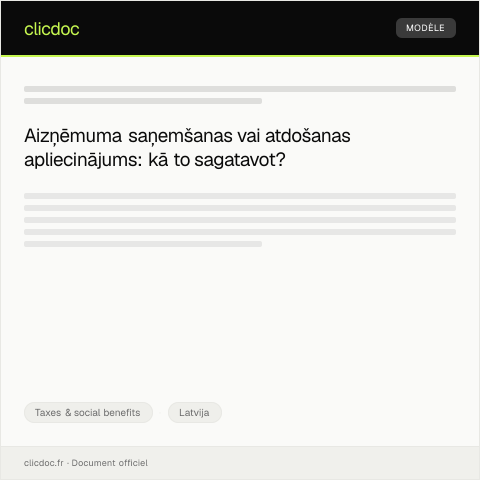 Document preview: Aizņēmuma saņemšanas vai atdošanas apliecinājums — Taxes & social benefits, Latvija