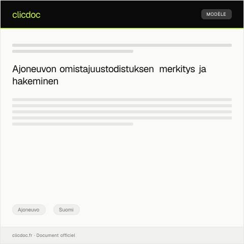Document preview: Ajoneuvon omistajuustodistus — Ajoneuvo, Suomi