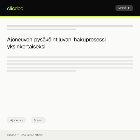 Document preview: Ajoneuvon pysäköintilupa — Ajoneuvo, Suomi