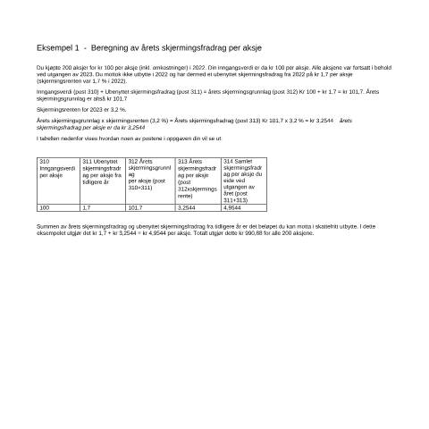 Document preview: Aksjeoppgaven — Skatteetaten / Aksjeoppgaven gir en oversikt over dine aksjer i norske og utenlandske selskap r, Norge