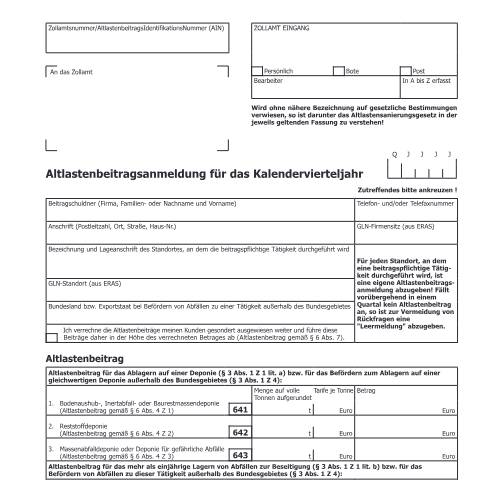 Dokumentvorschau: Alb4III-2017 — Altlastenbeitragsanmeldung ab III. Quartal 2017 — Zoll, Österreich (CERFA n°Alb4III-2017)