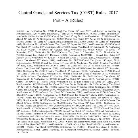 Document preview: amended 01012022 CGST Rules 2017 Part A — gst_faq, India (CERFA n°amended-01012022-CGST-Rules-2017-Part-A)