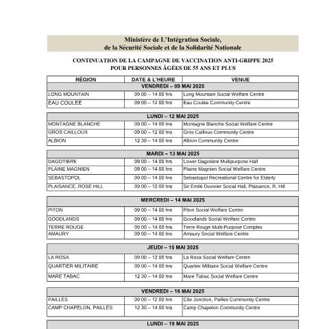 Document preview: Amended Vaccination Calender 08.05.25 — Document, Mauritius (CERFA n°Amended-Vaccination-Calender-08.05.25)