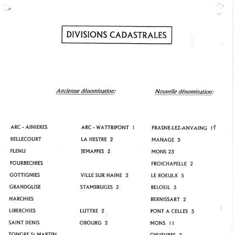 Aperçu du document Anciennes divisions 1 (PDF, 30.6 Ko) — Aperçu historique des divisions cadastrales, Belgique (CERFA n°Hainaut_AnciennesDivisions1)