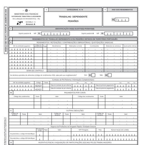 Pré-visualização do documento Anexo A - Trabalho dependente e pensões — IRS, Portugal