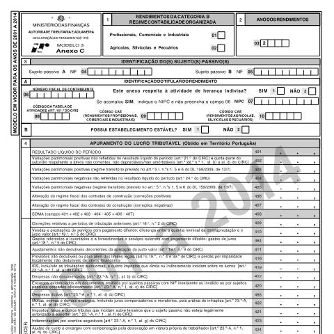 Pré-visualização do documento Anexo C - Rendimentos da categoria B - Regime Contabilidade Organizada — IRS, Portugal