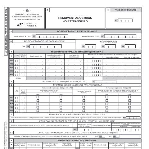 Pré-visualização do documento Anexo J - Rendimentos obtidos no estrangeiro — IRS, Portugal