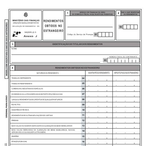 Pré-visualização do documento Anexo J – Rendimentos obtidos no estrangeiro — IRS, Portugal