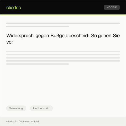 Dokumentvorschau: Begründung für die Anfechtung eines Bußgeldbescheids bei der Polizei — Verwaltung, Liechtenstein
